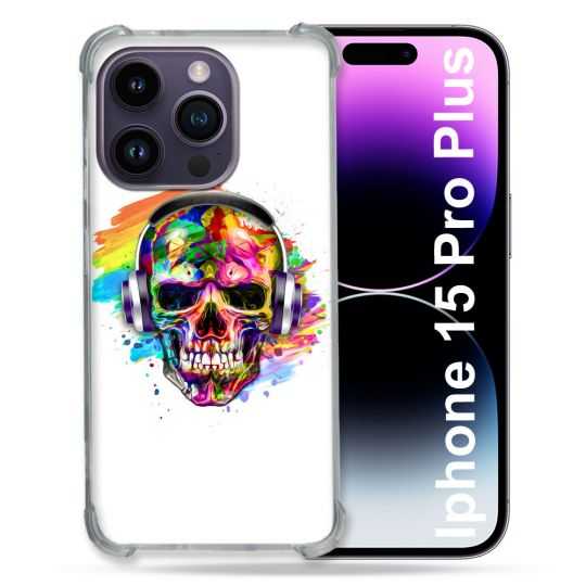 Coque Renforcée En Verre Trempé Pour Iphone 15 Pro Plus (6.7) Tete de Mort Tag