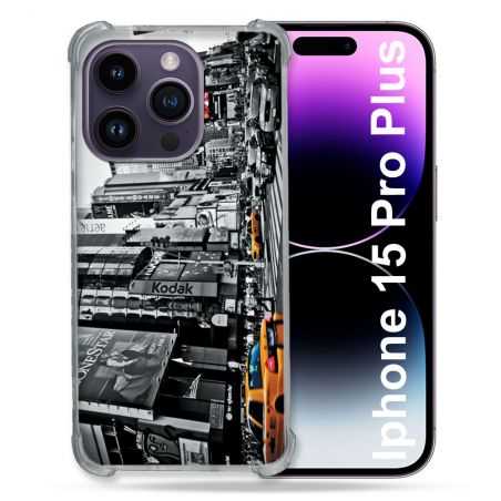Coque Renforcée En Verre Trempé Pour Iphone 15 Pro Plus (6.7) Voyage Amerique USA New York Taxi