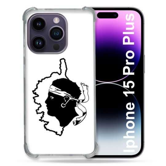 Coque Renforcée En Verre Trempé Pour Iphone 15 Pro Plus (6.7) Voyage Corse Blanc