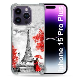 Coque Renforcée En Verre Trempé Pour Iphone 15 Pro Plus (6.7) Voyage France Paris Rouge