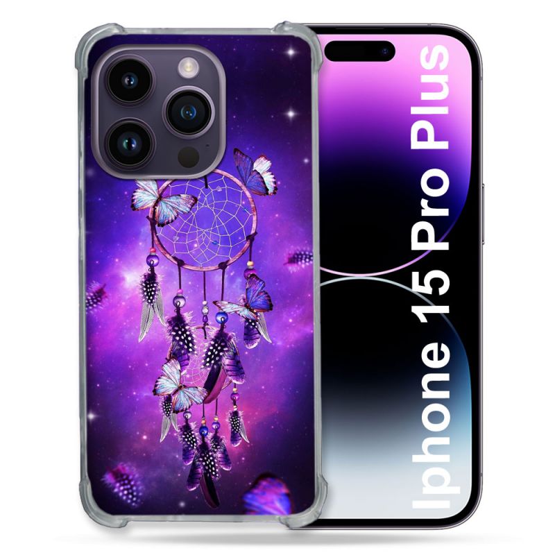 Coque Renforcée En Verre Trempé Pour Iphone 15 Pro Plus (6.7) Zen Attrape Reve Papillon