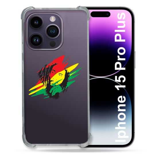 Coque Renforcée En Verre Trempé Transparente Pour Iphone 15 Pro Plus (6.7) Bob Marley Graf