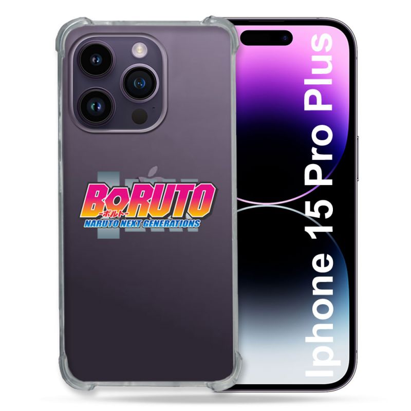 Coque Renforcée En Verre Trempé Transparente Pour Iphone 15 Pro Plus (6.7) Boruto Logo