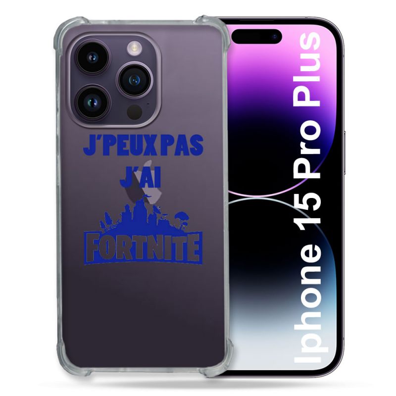 Coque Renforcée En Verre Trempé Transparente Pour Iphone 15 Pro Plus (6.7) Jpeux pas jai Fortnite