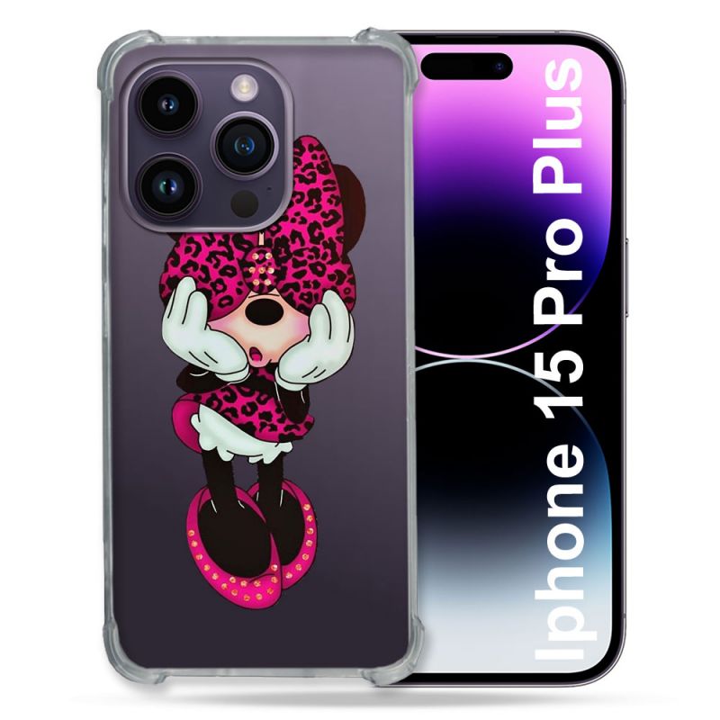 Coque Renforcée En Verre Trempé Transparente Pour Iphone 15 Pro Plus (6.7) Minnie