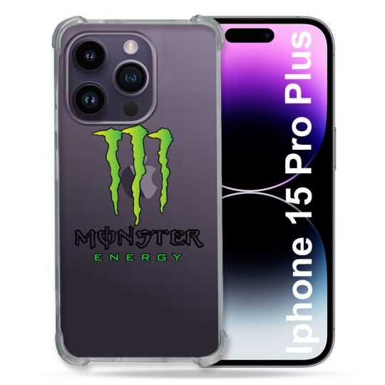 Coque Renforcée En Verre Trempé Transparente Pour Iphone 15 Pro Plus (6.7) Monster Energy