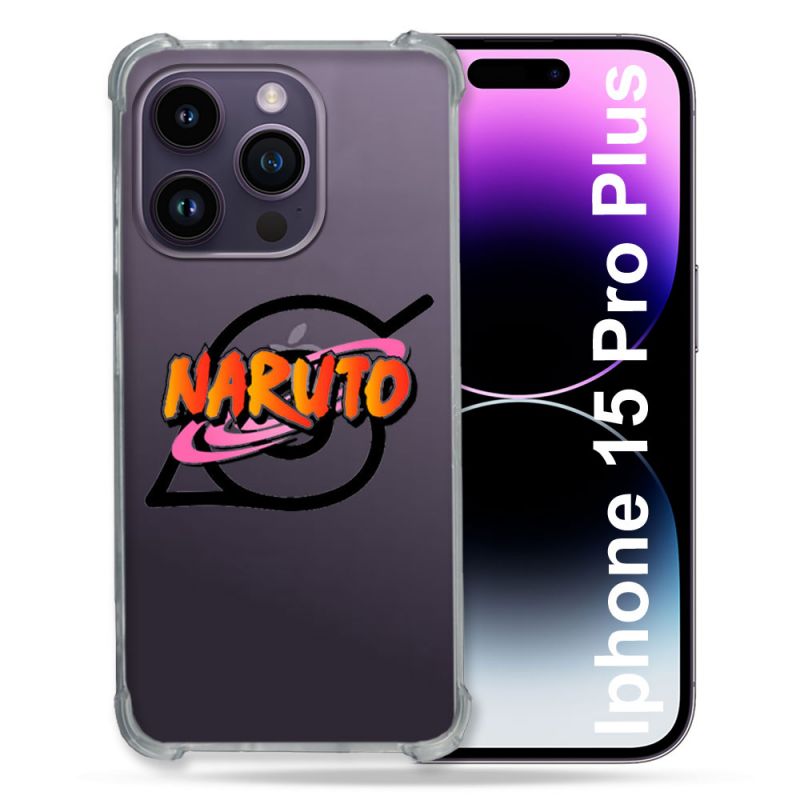 Coque Renforcée En Verre Trempé Transparente Pour Iphone 15 Pro Plus (6.7) Naruto Logo