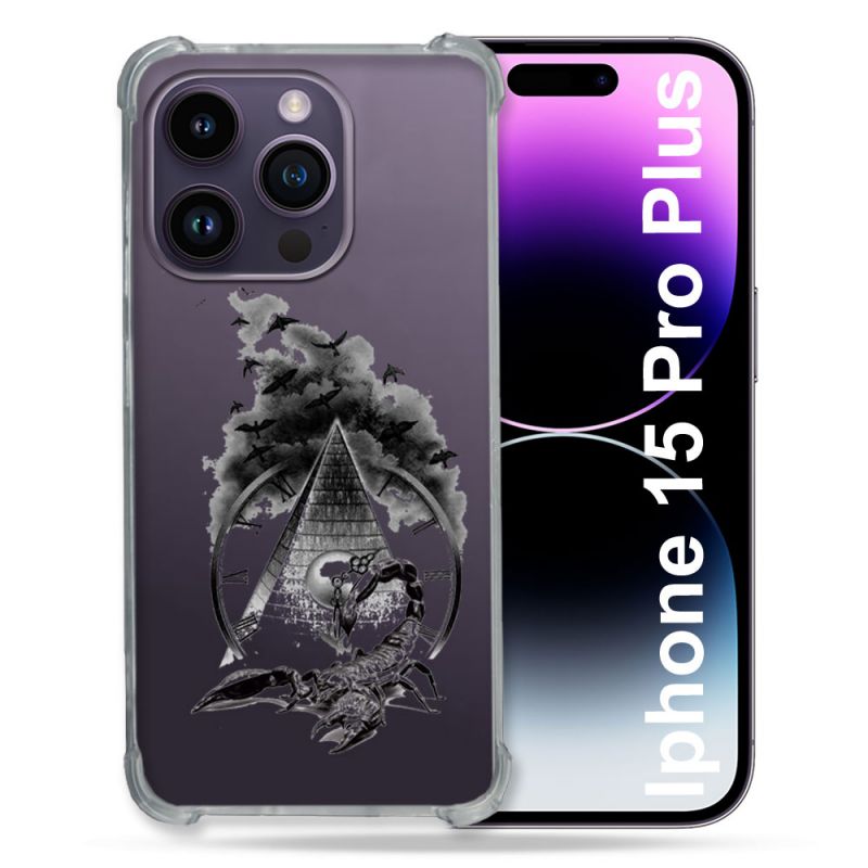 Coque Renforcée En Verre Trempé Transparente Pour Iphone 15 Pro Plus (6.7) Scorpion