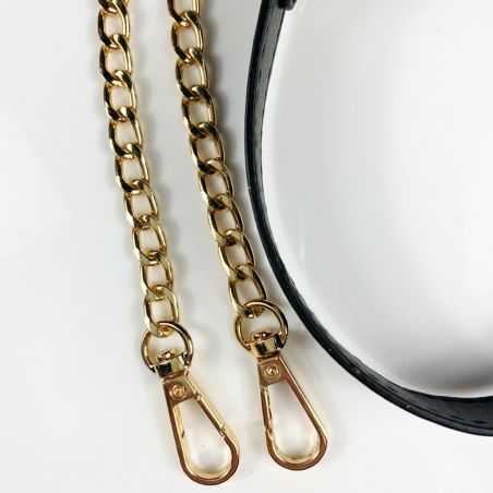 Coque Renforcée En Verre Trempé Transparente Pour Iphone 15 Pro Plus (6.7) Lanière / Cordon Chaine et Cuir Noir