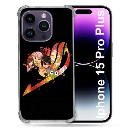 Coque Renforcée En Verre Trempé Pour Iphone 15 Pro Plus (6.7) Manga Fairy Tail Logo Noir