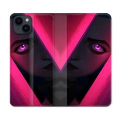 Housse Cuir Portefeuille Pour Iphone 15 (6,1) Arcane Jynx Rose