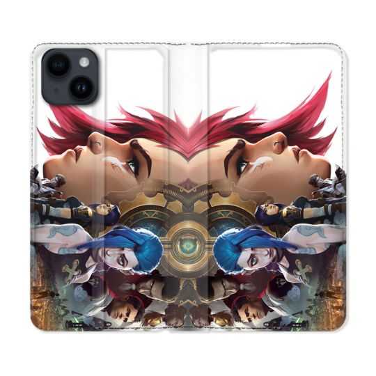 Housse Cuir Portefeuille Pour Iphone 15 (6,1) Arcane Jynx Sœur