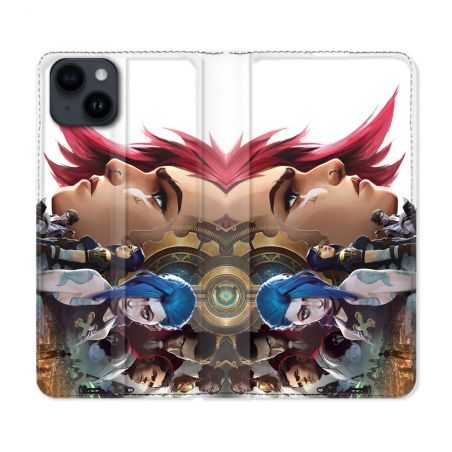 Housse Cuir Portefeuille Pour Iphone 15 (6,1) Arcane Jynx Sœur