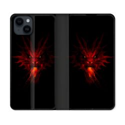 Housse Cuir Portefeuille Pour Iphone 15 (6,1) Fantastique Dragon Feu