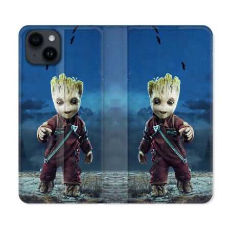 Housse Cuir Portefeuille Pour Iphone 15 (6,1) Groot Bleu