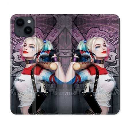 Housse Cuir Portefeuille Pour Iphone 15 (6,1) Harley Quinn Batte