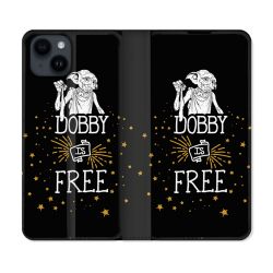 Housse Cuir Portefeuille Pour Iphone 15 (6,1) Harry Potter Dobby Free Noir