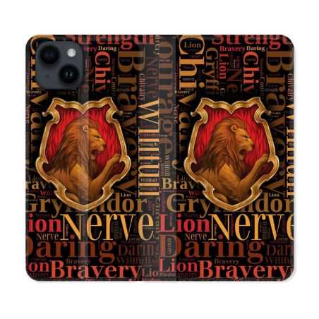 Housse Cuir Portefeuille Pour Iphone 15 (6,1) Harry Potter Griffondor