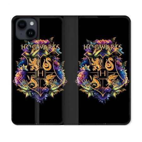 Housse Cuir Portefeuille Pour Iphone 15 (6,1) Harry Potter Hogwarts