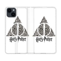 Housse Cuir Portefeuille Pour Iphone 15 (6,1) Harry Potter Hollows triangle Blanc
