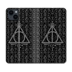 Housse Cuir Portefeuille Pour Iphone 15 (6,1) Harry Potter Hollows Triangle Noir
