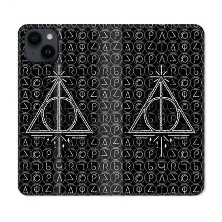 Housse Cuir Portefeuille Pour Iphone 15 (6,1) Harry Potter Hollows Triangle Noir