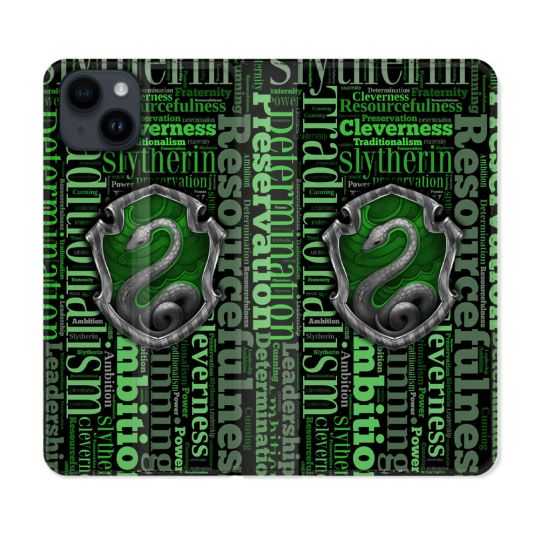 Housse Cuir Portefeuille Pour Iphone 15 (6,1) Harry Potter Serpentar