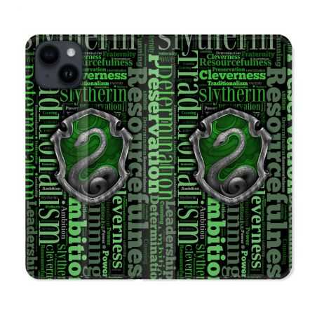 Housse Cuir Portefeuille Pour Iphone 15 (6,1) Harry Potter Serpentar