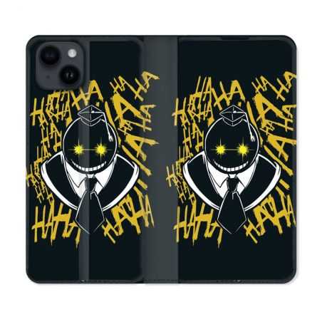 Housse Cuir Portefeuille Pour Iphone 15 (6,1) Manga Assassination Classroom Kuro Noir