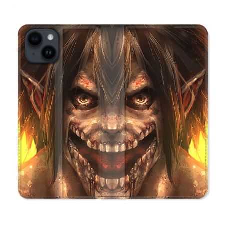 Housse Cuir Portefeuille Pour Iphone 15 (6,1) Manga Attaque Titans Eren Titan