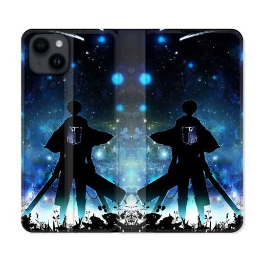 Housse Cuir Portefeuille Pour Iphone 15 (6,1) Manga Attaque Titans Levi