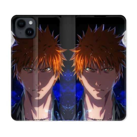 Housse Cuir Portefeuille Pour Iphone 15 (6,1) Manga Bleach Ichigo