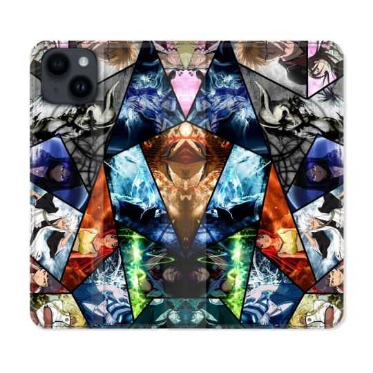 Housse Cuir Portefeuille Pour Iphone 15 (6,1) Manga Bleach Pele Mele