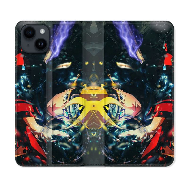 Housse Cuir Portefeuille Pour Iphone 15 (6,1) Manga Boruto Eclair