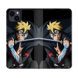 Housse Cuir Portefeuille Pour Iphone 15 (6,1) Manga Boruto Tatouage