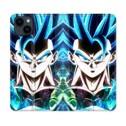 Housse Cuir Portefeuille Pour Iphone 15 (6,1) Manga Dragon Ball Gogeta Visage