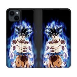 Housse Cuir Portefeuille Pour Iphone 15 (6,1) Manga Dragon Ball Sangoku Noir