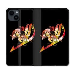 Housse Cuir Portefeuille Pour Iphone 15 (6,1) Manga Fairy Tail Logo Noir