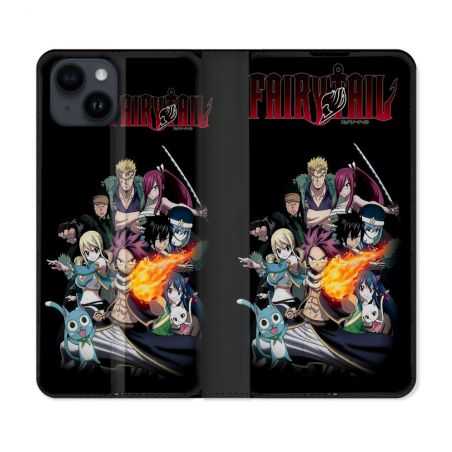 Housse Cuir Portefeuille Pour Iphone 15 (6,1) Manga Fairy Tail Logo Team