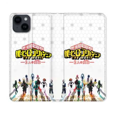 Housse Cuir Portefeuille Pour Iphone 15 (6,1) Manga My Hero Academia Blanc