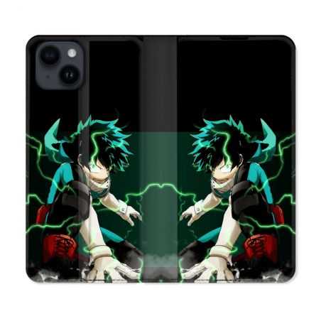 Housse Cuir Portefeuille Pour Iphone 15 (6,1) Manga My Hero Academia Deku