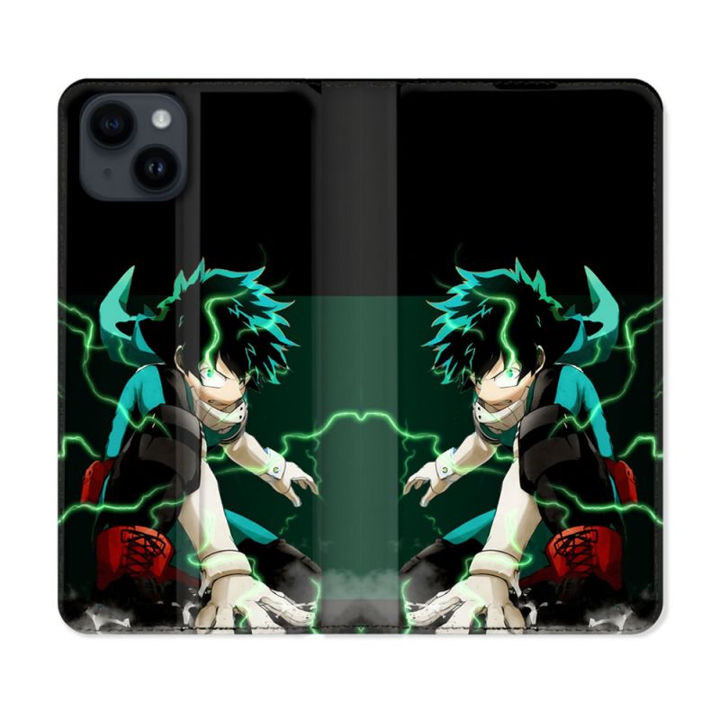 Housse Cuir Portefeuille Pour Iphone 15 (6,1) Manga My Hero Academia Deku