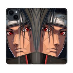 Housse Cuir Portefeuille Pour Iphone 15 (6,1) Manga Naruto Itachi Visage