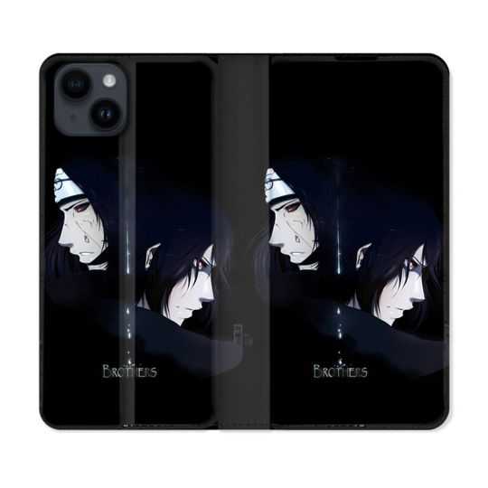 Housse Cuir Portefeuille Pour Iphone 15 (6,1) Manga Naruto Sasuke Itachi