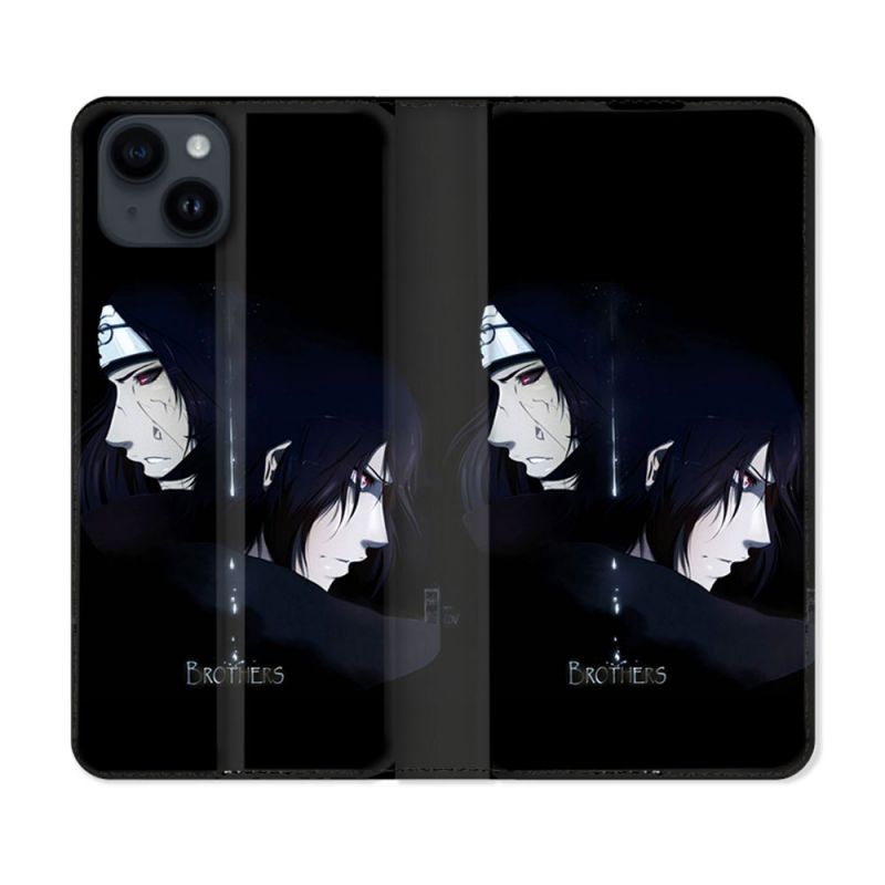 Housse Cuir Portefeuille Pour Iphone 15 (6,1) Manga Naruto Sasuke Itachi