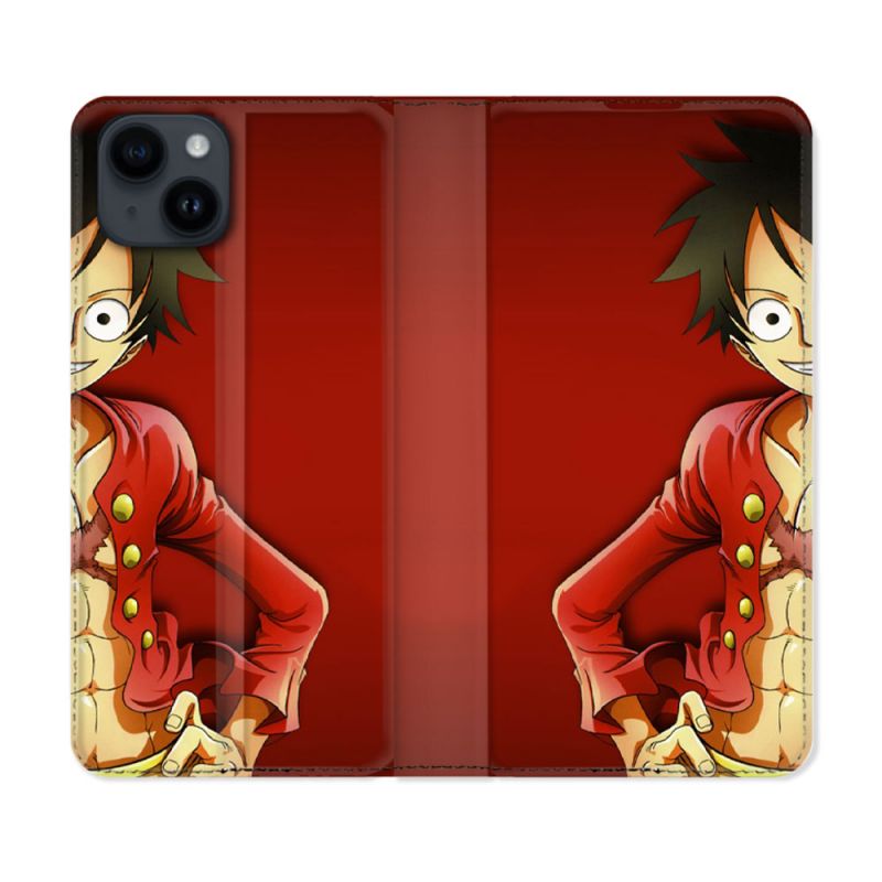 Housse Cuir Portefeuille Pour Iphone 15 (6,1) Manga One Piece Luffy