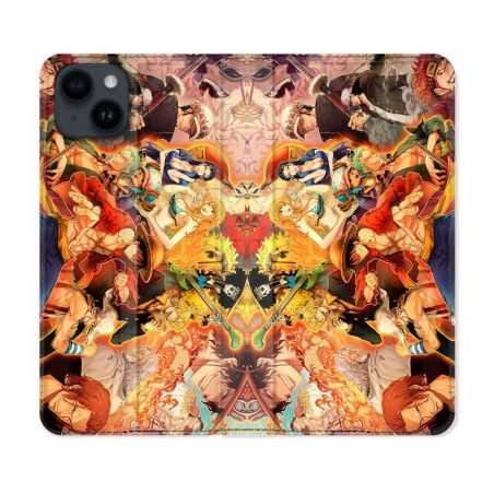 Housse Cuir Portefeuille Pour Iphone 15 (6,1) Manga One Piece Nakama