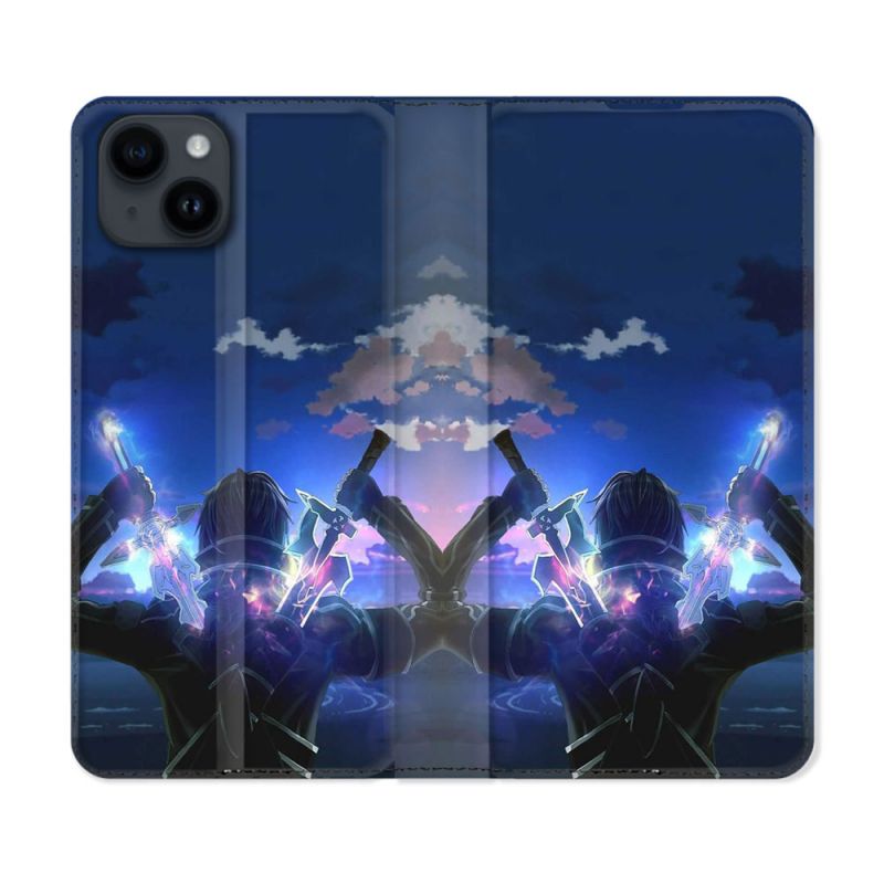 Housse Cuir Portefeuille Pour Iphone 15 (6,1) Manga SAO sword Art Online Epee
