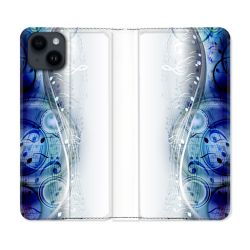 Housse Cuir Portefeuille Pour Iphone 15 (6,1) Musique Partition Vague