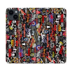 Housse Cuir Portefeuille Pour Iphone 15 (6,1) Musique Rock Groupe